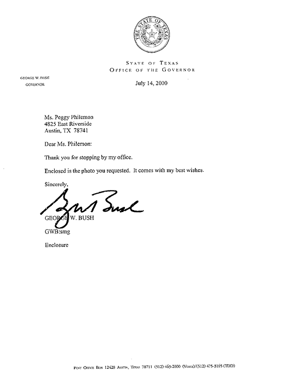 Letter from G. W. Bush